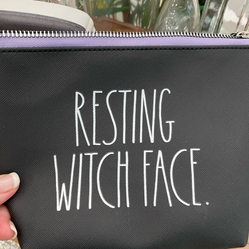 Rae Dunn “RESTING WITCH FACE BLACK MAKEUP BAG - Picture 5 of 6